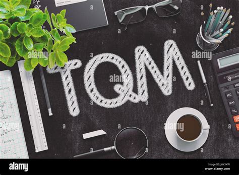 TQM Handwritten On Black Chalkboard 3D Rendering Stock Photo Alamy