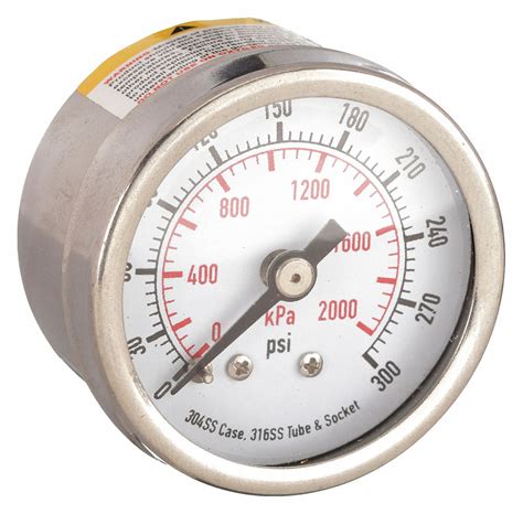 Corrosion Resistant Case 0 To 300 Psi Commercial Pressure Gauge