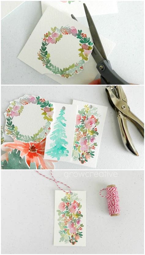 DIY Watercolor Christmas Gift Tags Elise Engh Studios Christmas