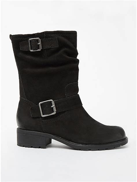 Black Leather Slouch Boots Women George At Asda