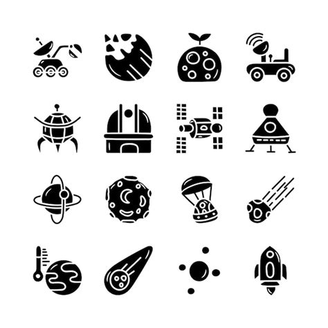 Premium Vector Space Vector Solid Hand Draw Icon Set 6