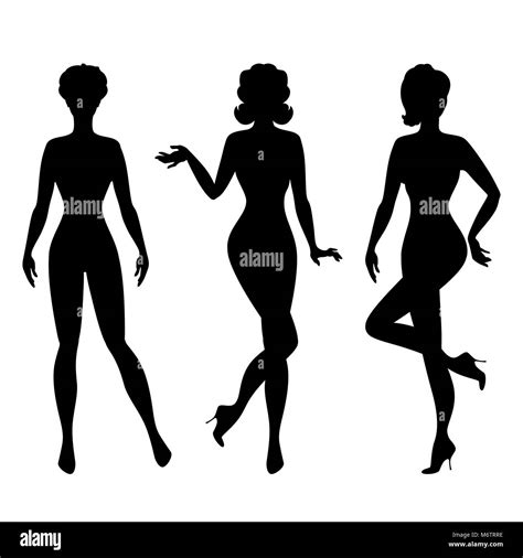 Silhouettes Of Beautiful Pin Up Girls 1950s Style Stock Vector Image