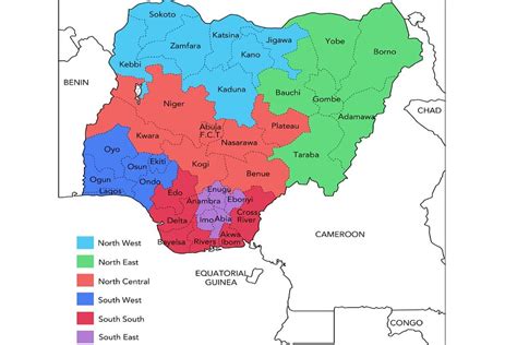 Nigeria map geopolitical zones - Map of nigeria showing geopolitical zones (Western Africa - Africa)