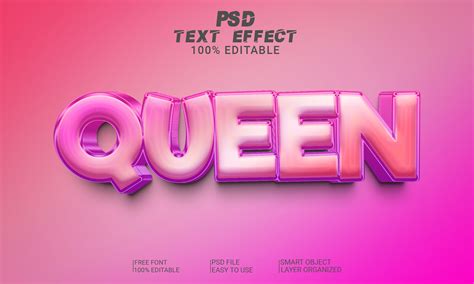 Queen 3d Text Effect Editable Psd File Graphic By Imamul0 · Creative Fabrica