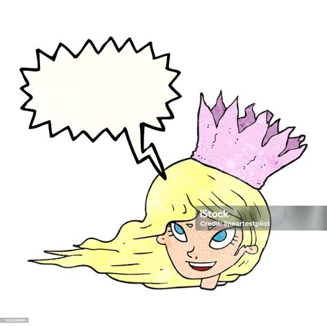 Freehand Drawn Texture Speech Bubble Cartoon Woman With Blowing Hair