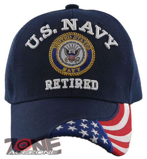 NEW! US NAVY RETIRED SIDE FLAG BALL CAP HAT NAVY – AceZone.com