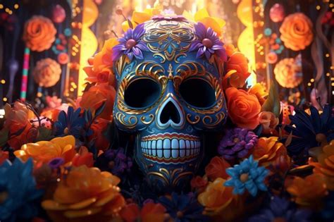 Premium AI Image | Day of the Dead Celebration with Vibrant Aztec Pat ...