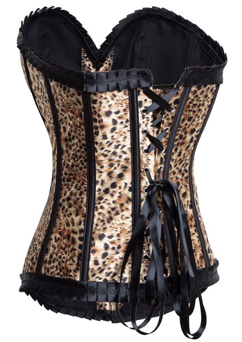 Leopard Print Satin Corset Wholesale Lingeriesexy Lingeriechina Lingerie Supplier