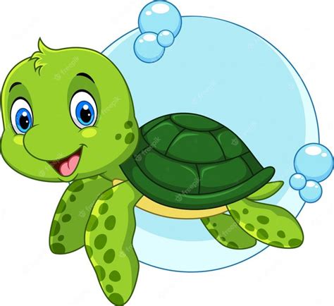 Cute Dibujos Animados De Tortugas Marinas Vector Premium Dibujo De