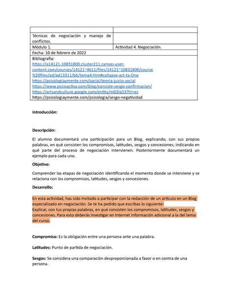 Tecnicas de negociación y manejo de conflictos Actividad 4 Técnicas