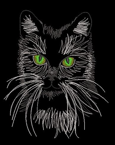 Portrait Of A Cat Pet Black Cat Embroidery Machine Embroi Inspire