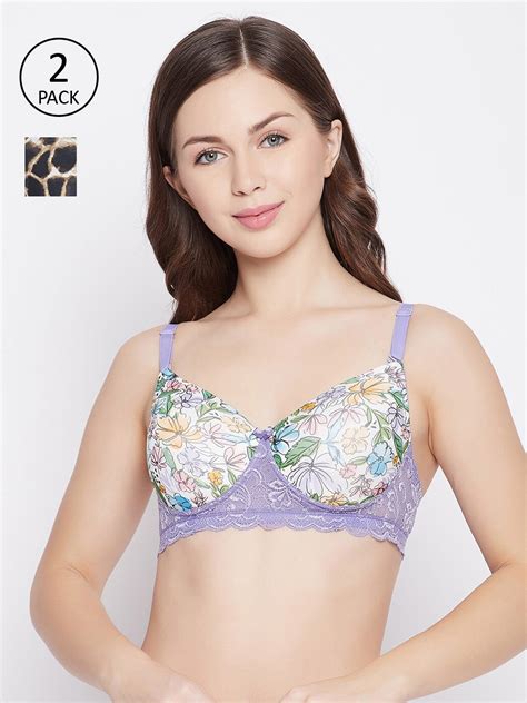 Buy Clovia Set Of 2 Black And White Floral Lightly Padded Bra Bra For Women 17368620 Myntra