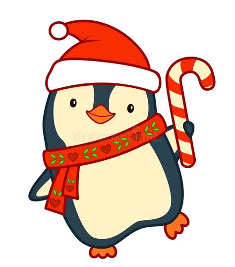 Dibujos Animados De Navidad Ilustración Vectorial Del Pingüino De