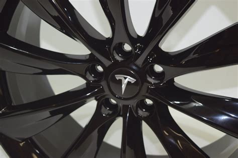 TESLA MODEL S OEM FACTORY 21″ WHEELS RIMS GLOSS BLACK P75 P90 P100 – Factory Wheel Republic