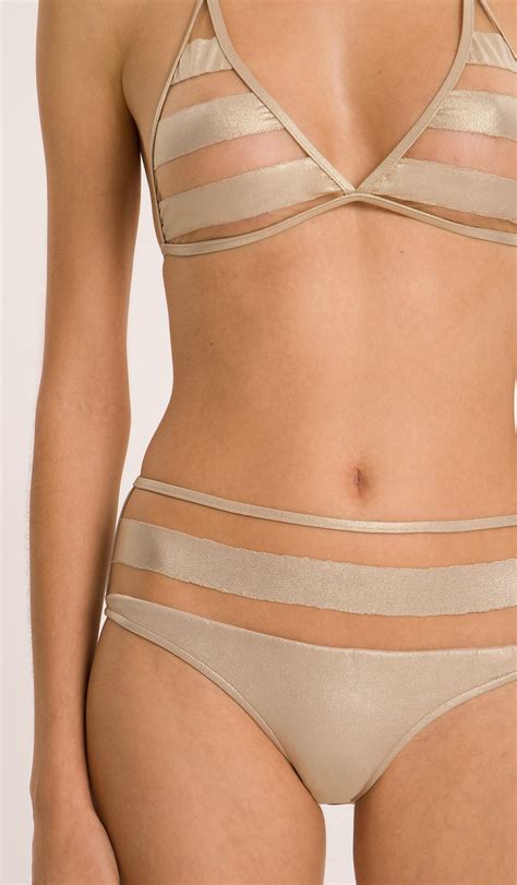 Goldener Luxuri Ser High Waist Bikini Mit Transparenten Streifen