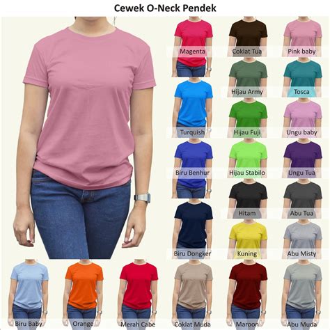 Tshirt Kaos Polos Oneck Wanita Cewek Combed Murah Grosir Shopee