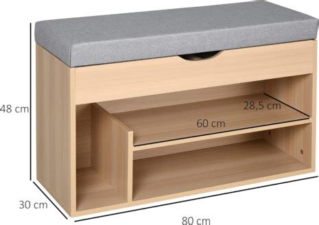 HOMCOM Meuble Chaussures Banc à Chaussures 2 Niveaux Rangement Niche