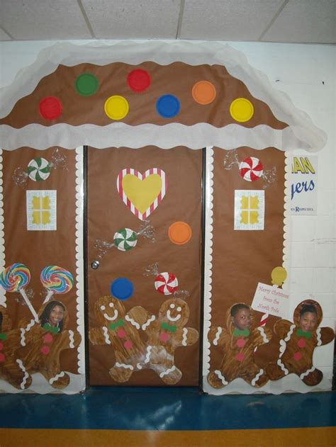 Gingerbread House Christmas Classroom Door Cover Made With Paper