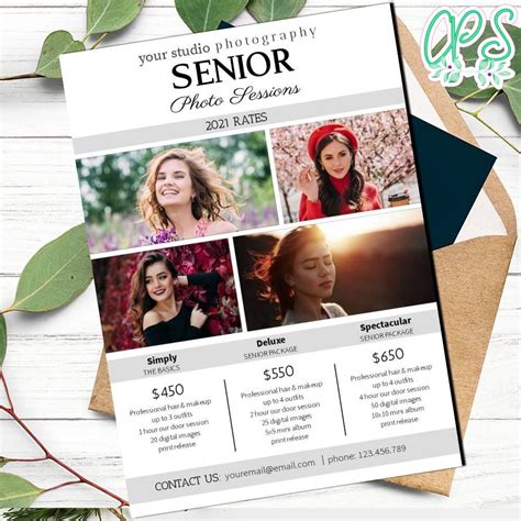 Senior Session Marketing Price List Template Customizable Diy