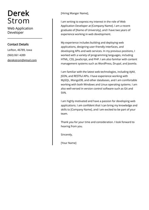 Web Application Developer Cover Letter Examples Guide