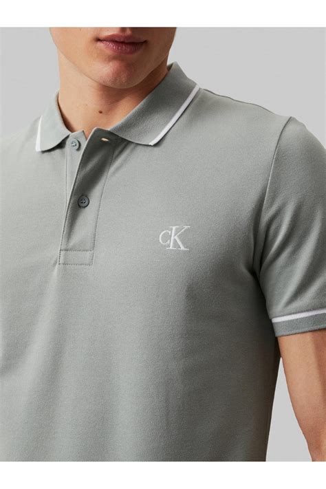 Calvin Klein Jeans Slim Fit Polo Tipping Met Logo Slate Gray Wehkamp