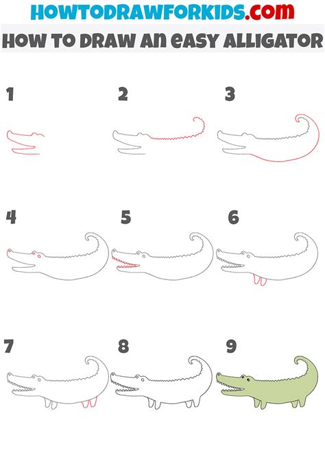 How To Draw An Easy Alligator Easy Drawing Tutorial For Kids