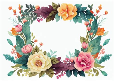 Premium Photo Watercolor Flower Frame Watercolour Floral Wreath