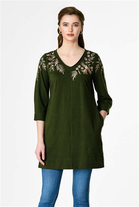 Shop Bird Embellished Cotton Knit Tunic Eshakti