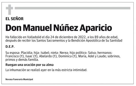 Manuel N Ez Aparicio Esquela Necrol Gica El Norte De Castilla