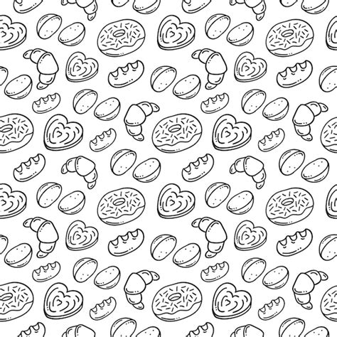 Premium Vector Hand Drawn Bread Or Bakery Seamless Pattern