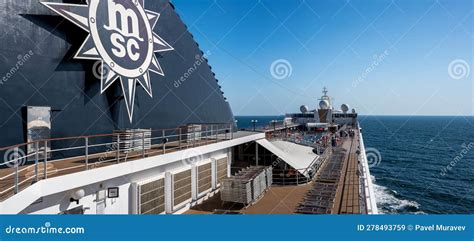 Dubai United Arab Emirates April 4 2023 MSC Logo On Board Cruise