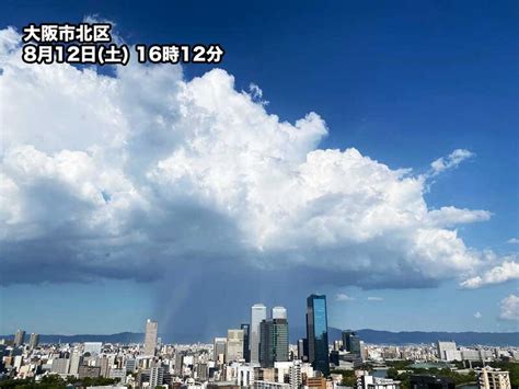 大阪府北部でゲリラ豪雨 大きな雲の下に「雨柱」が出現（2023年8月12日）｜biglobeニュース