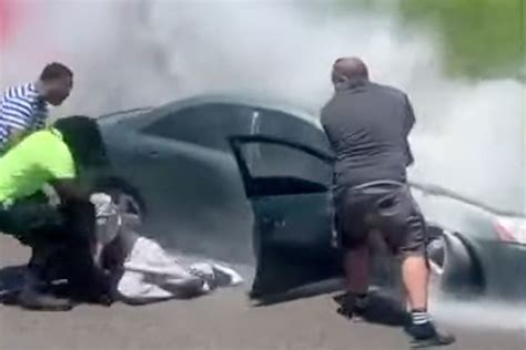 Good Samaritan Pulls Man Out Of A Burning Car In Dramatic Video