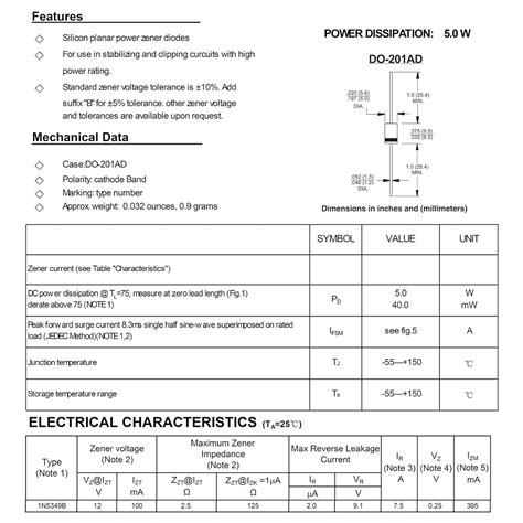 Allecin Pcs N B W V Zener Diodo Watt Volt Diodos De