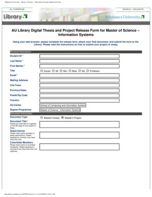 Fillable Online Athabascau University Master Of Science Information