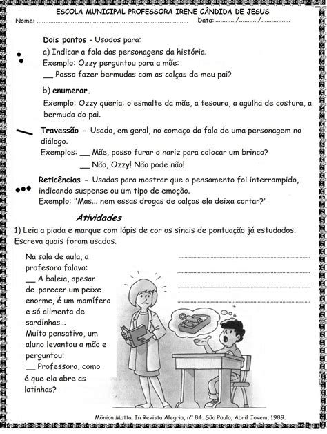 Atividades Sobre Sinais De Pontuação 3 Ano