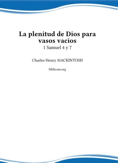 La Plenitud De Dios Para Vasos Vacíos 1 Samuel 4 Y 7