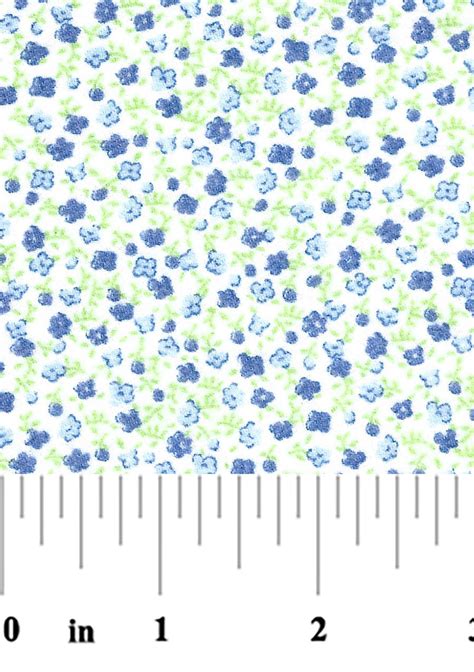 Blue And Green Floral Fabric Challis Fabric Cotton Wide