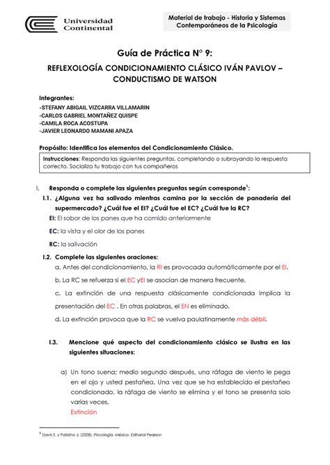 GuÍa Práctica N°09 2022 Guía De Práctica N° 9 ReflexologÍa Condicionamiento ClÁsico IvÁn