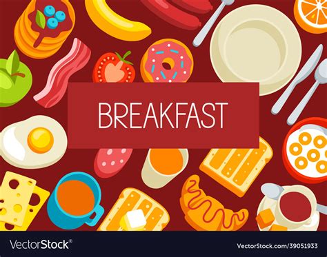 Healthy breakfast background various food Vector Image