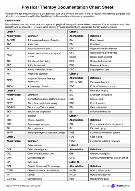 Clinical Documentation Cheat Sheet And Example Free Pdf Download