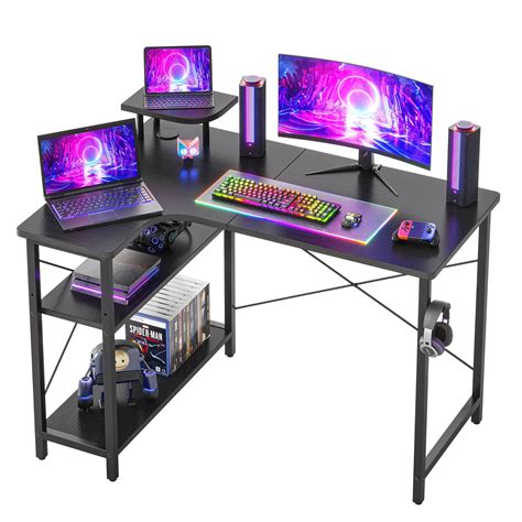 CubiCubi 43x31 L Shaped Small Computer Desk With Storage Shelves