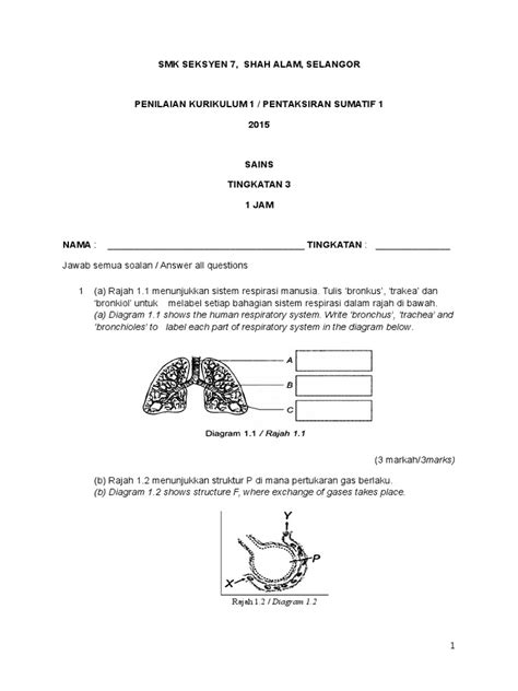 Sains Tingkatan 3 Bab 1 Latihan Piers Harris