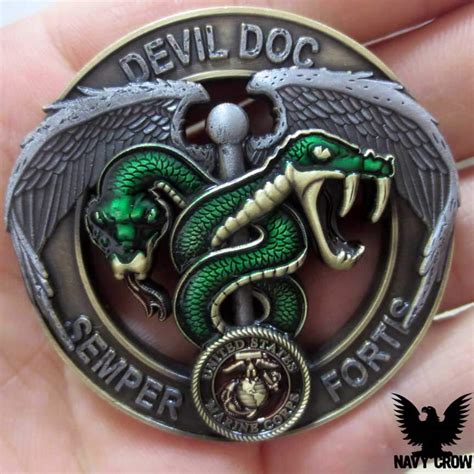 US Navy Corpsman Caduceus Green Blue Flip Coin