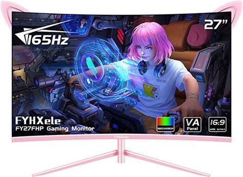 FYHXele 27 inch Gaming Monitor, 1800R Curved Gaming Monitor, FHD-1920X1080P, 165Hz, 1ms ...