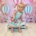 Hot Air Balloon Photography Backdrop Pink Blue Striped Chic