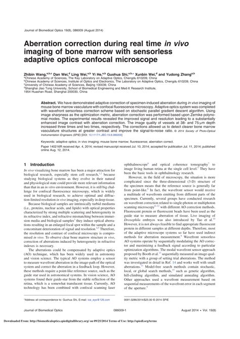 PDF Aberration Correction During Real Time In Vivo Imaging Of Bone