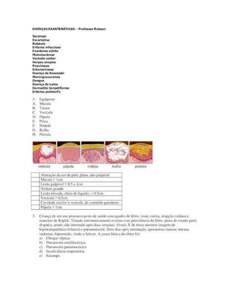 PDF Questões doenças exantemáticas professor robson DOKUMEN TIPS