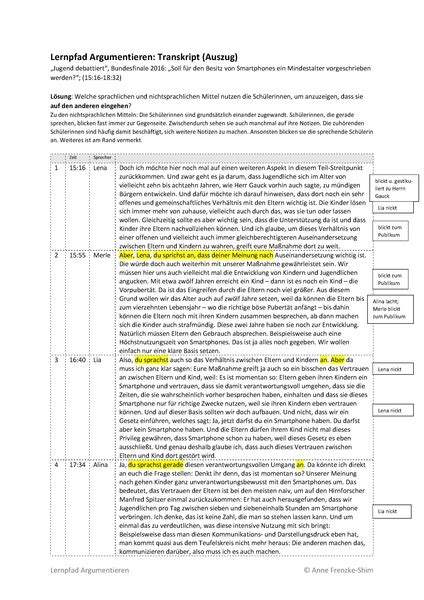 Datei Transkript Jugend Debattiert L Sung Auf Den Anderen Eingehen Pdf