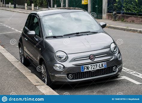 Front View Of Grey Fiat 500 Parked Inn The Street Editorial Image